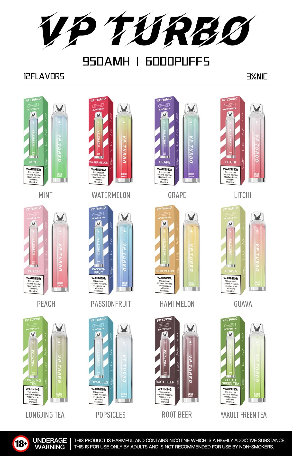 VP TURBO 6000 Puffs 每一口皆是芬芳的極致濃縮 950mAh 旗艦級續航模組 沈穩輸出的極致濃縮風味 台灣現貨:圖片 3